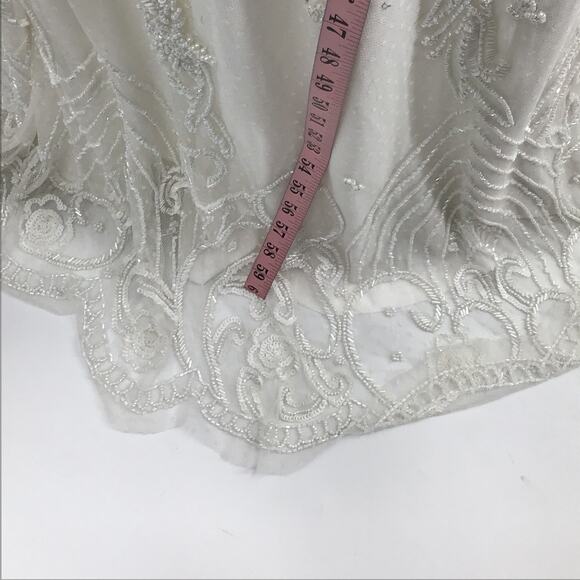 LULU'S XS White Passionate Romance Beaded Sequin Mermaid Maxi Dress NEW 0B7 - Picture 6 of 11